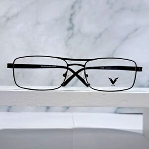 Made in USA Rx'able eyeglass frame BLACK glasses metal full rim men NEW 56-16-14